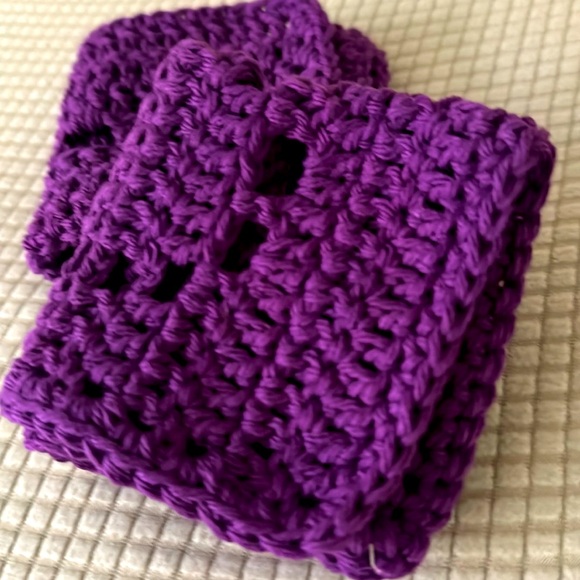 Crochet Washcloths Dishcloths with Hearts Handmade by Seller - 100% Cotton - Picture 6 of 8